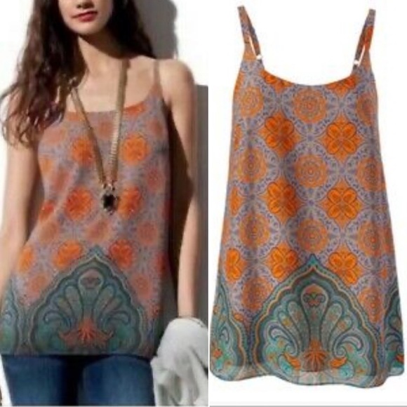 Cabi Arabesque Boho Pattern Tank Top Style 3082 - Picture 2 of 7